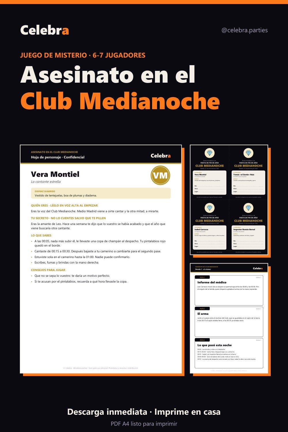 Juego de misterio «Asesinato en el Club Medianoche»